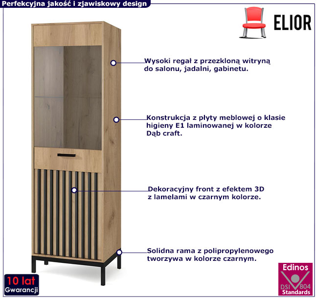 wysoka frezowana witryna Enida 8X