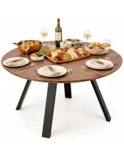 Okrągły fornirowany stół w stylu retro - Coriander w sklepie Edinos.pl