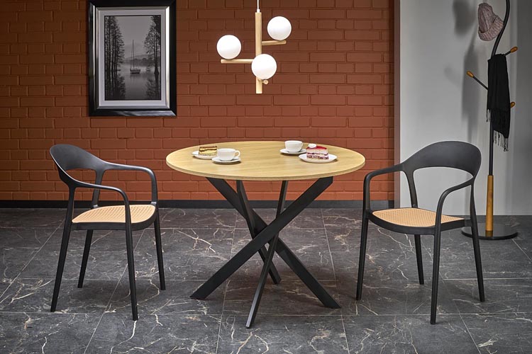 aranżacja ze stołem dąb złoty Atrogi