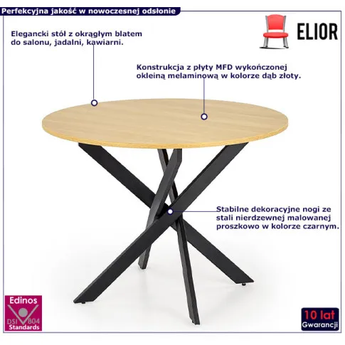 stół do jadalni Ingres dąb złoty