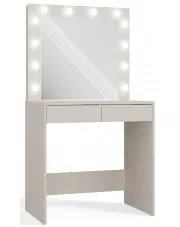 Toaletka z szufladami z lustrem z żarówkami LED kaszmir - Lotaro 3X w sklepie Edinos.pl