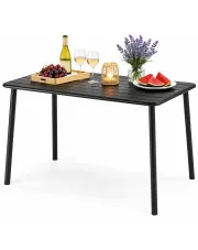 Czarny sześcioosobowy metalowy stół do ogrodu - Delros 4X w sklepie Edinos.pl