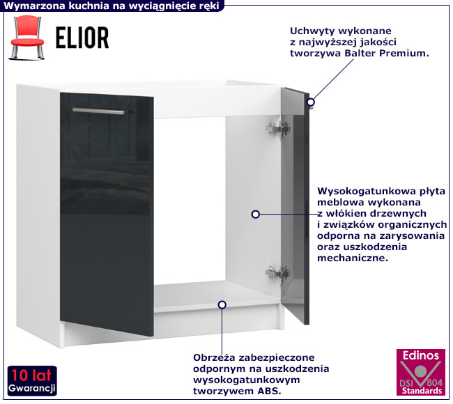 Górna szafka kuchenna Poli 15X grafitowy połysk