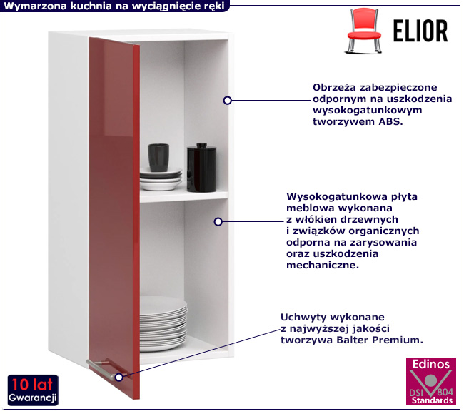 Górna szafka kuchenna Poli 16X czerwony połysk