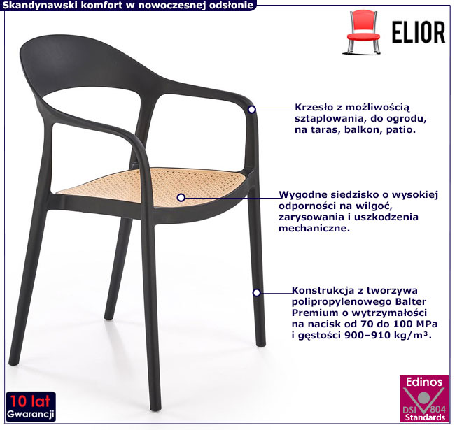 czarne krzesło ogrodowe Avril