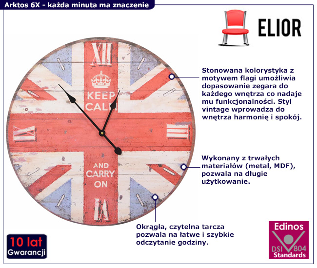 kolorowy zegar ścienny Limora 6X