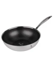 Srebrny wok z innowacyjną powłoką 3D 28cm - Poveks 3X w sklepie Edinos.pl