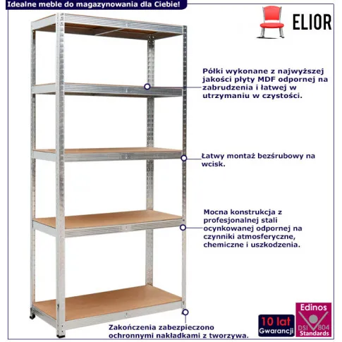 Fotografia Metalowy regał do piwnicy 150 cm - Elsa 3X z kategorii Piwnica i garaż