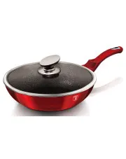 Czerwony wok ze szklaną pokrywą 28cm - Hurgen 3X w sklepie Edinos.pl