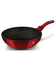 Czerwony wok z powłoką granitową na indukcję 30cm - Hurgen 5X w sklepie Edinos.pl