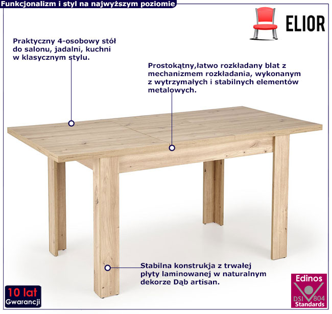 stół do salonu i jadalni dąb artisan Emio