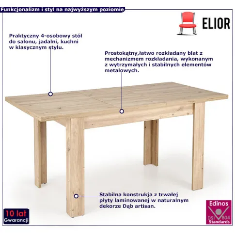  stół w kolorze dąb artisan Baresi