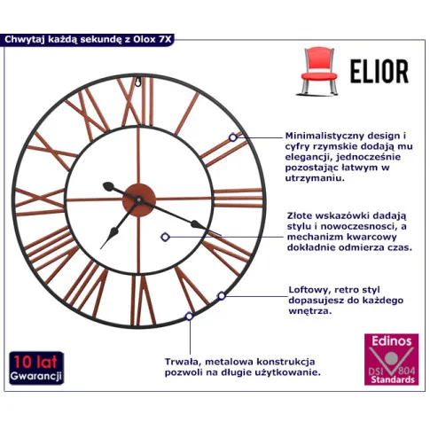 czarny okrągły zegar z czerowanymi wstazówkamiOlox 7X