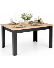 Klasyczny stół rozkładany dąb artisan + czarny- Emio w sklepie Edinos.pl