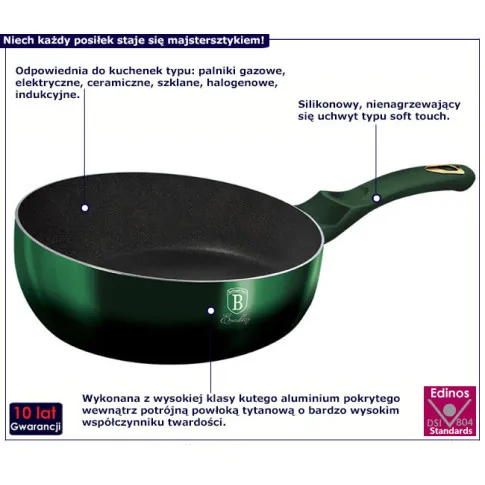 Zielona patelnia typu wok 2,6L Hurgen 11X