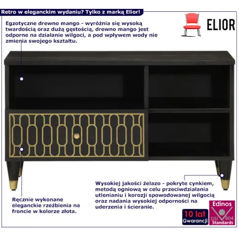 Czarna szafka pod tv retro vintage Movissa 22x