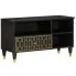 Czarna drewniana szafk aRTV z szufladą i półkami Movissa 22X