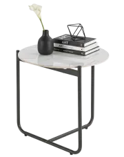 Loftowy stolik kawowy biały marmur + czarny - Afros 3X w sklepie Edinos.pl