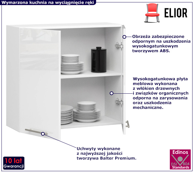 Górna szafka kuchenna Poli 17X biały połysk
