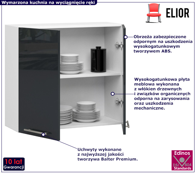 Górna szafka kuchenna Poli 17X czarny połysk