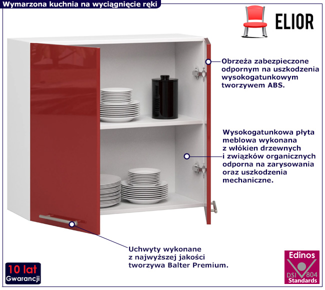 Górna szafka kuchenna Poli 17X czerwony połysk
