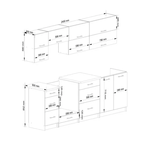 Zdjęcie mEBLE KUCHENNE ZESTAW Trent G2 2.4M BIAŁY | Edinos.pl