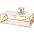 Prostokątna złota ława kawowa z marmuriwym glatem glamour Goldea 2X