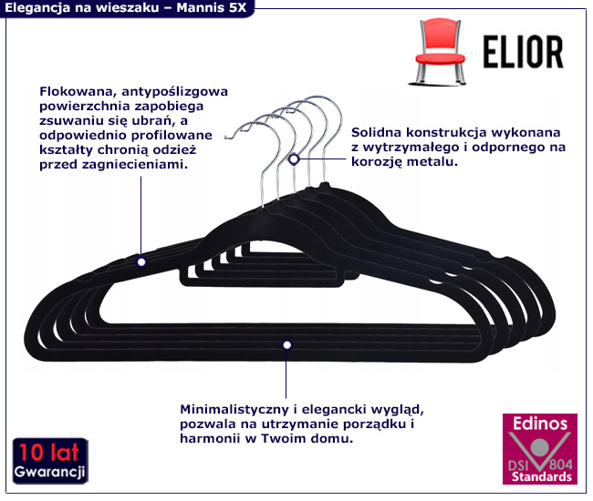 duzy komplet wieszaków 60 szt czarncyh mannis 5X
