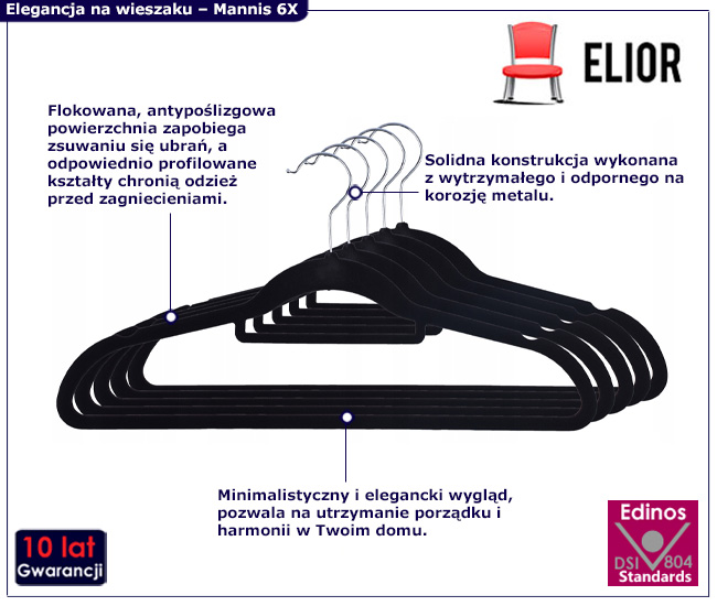 wieszak na ubranie 100 szt. mannis 6X