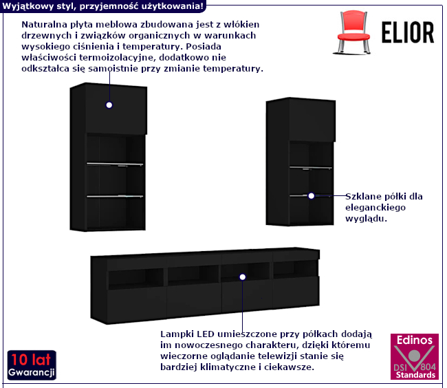 Pięcioczęściowy zestaw szafek Ramoni