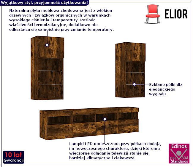 Pięcioczęściowy zestaw szafek Ramoni