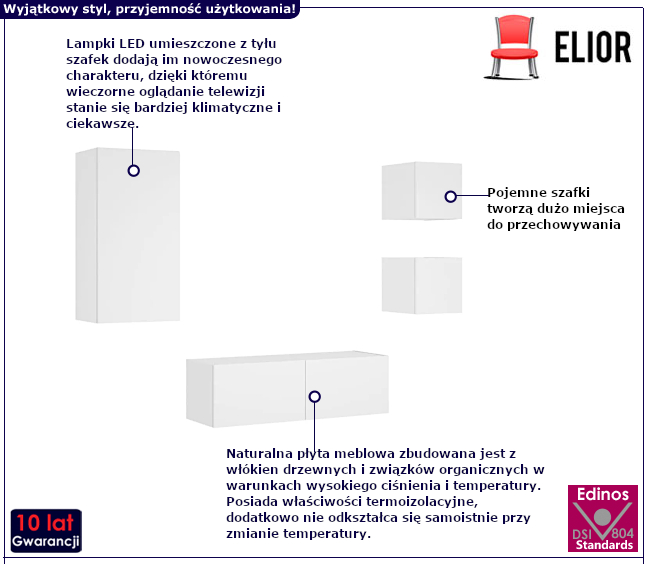 Czteroczęściowy zestaw szafek Krato