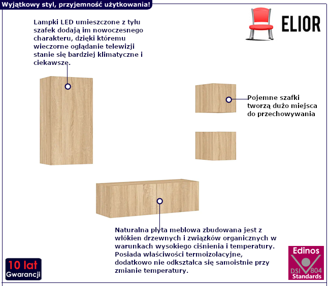 Czteroczęściowy zestaw szafek Krato