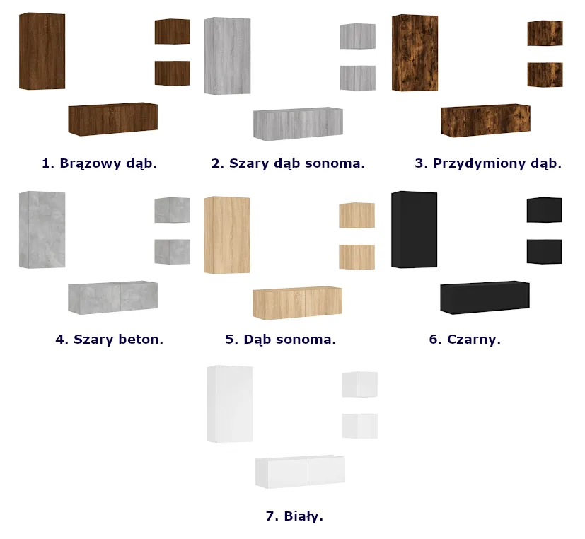 Wersje kolorystyczne zestawu szafek Krato