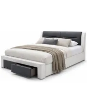 Biało-czarne łóżko z szufladami 160x200 cm - Greta w sklepie Edinos.pl