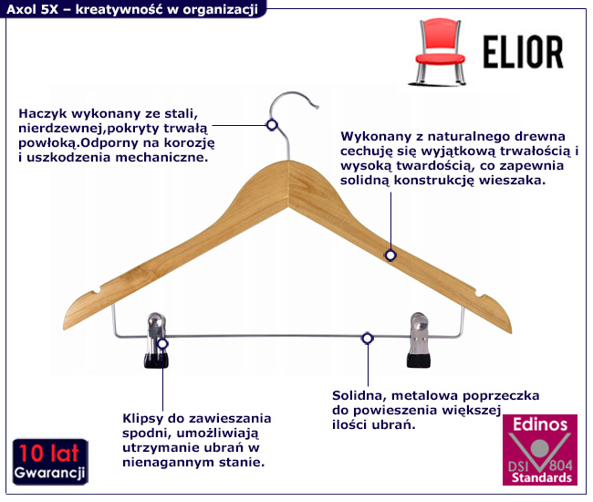 zestaw wieszaków do szafy Lopi 5X