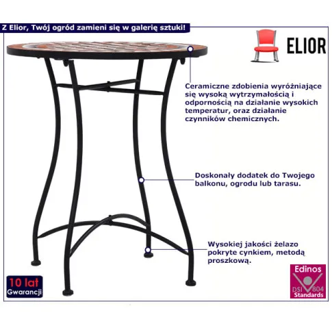 Okrągły stolik na balkon Ulefok 3X brązowy