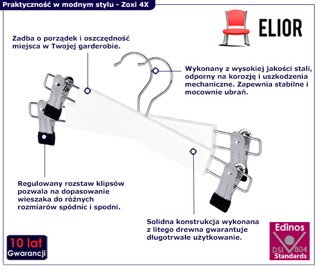 biały wieszak na ubrania 2 szt. Beris 4X biały