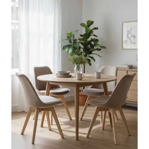 Beżowe skandynawskie krzesło tapicerowane   Konax