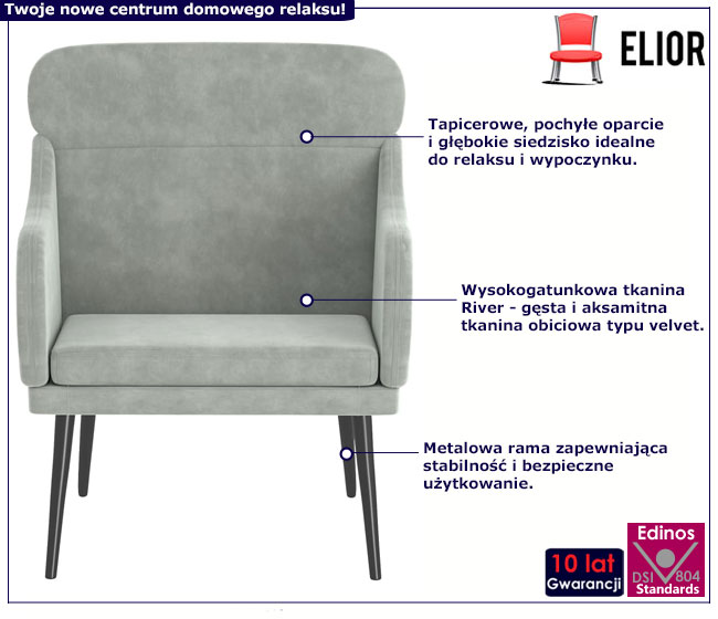 Jasnoszary fotel Sentark