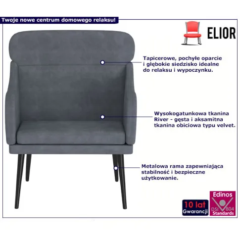 Fotel wypoczynkowy Bombri kolor ciemnoszary