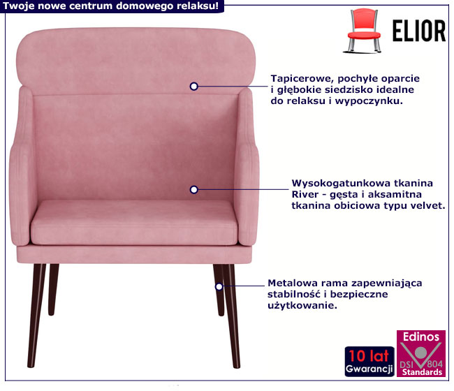 Różowy fotel Sentark 