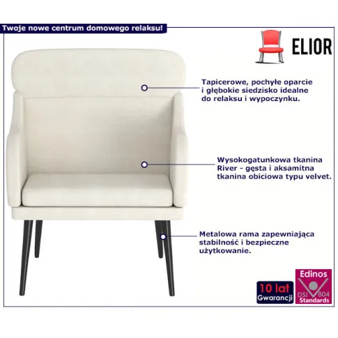 Fotel wypoczynkowy do salonu Bombri kremowy