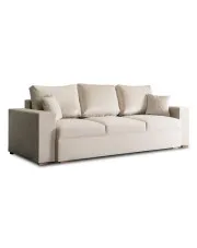 Beżowa welurowa sofa 3-osobowa z funkcją spania - Arca w sklepie Edinos.pl