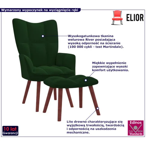 Ciemnozielony fotel tapicerowany Izelox