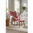Różowy pikowany fotel wypoczynkowy z podnóżkiem Debora