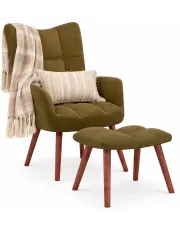 Brązowy tapicerowany welurem fotel pikowany - Debora w sklepie Edinos.pl