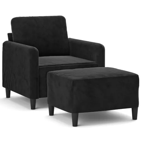 Czarny fotel z podnóżkiem Cyref