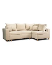 Beżowa rozkładana sofa narożna prawostronna - Hutis w sklepie Edinos.pl