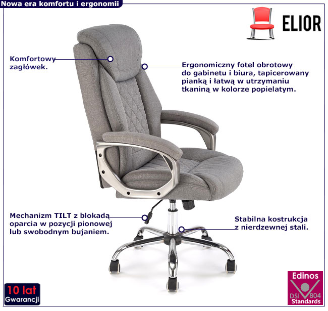 obrotowy popielaty fotel Nestino